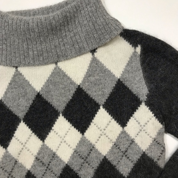 Rafaela Gray Black Argyle Turtleneck Pullover - Picture 2 of 8